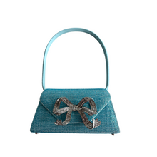 Load image into Gallery viewer, Rhinestone Bow Mini Shoulder Bag Blue
